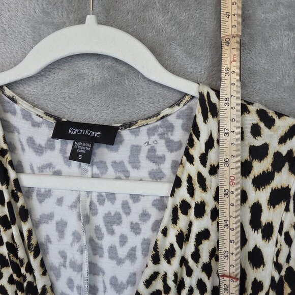 Karen Kane Dress Womens Small Animal Print Safari Cascade Wrap Cheetah 3/4 - Picture 9 of 12